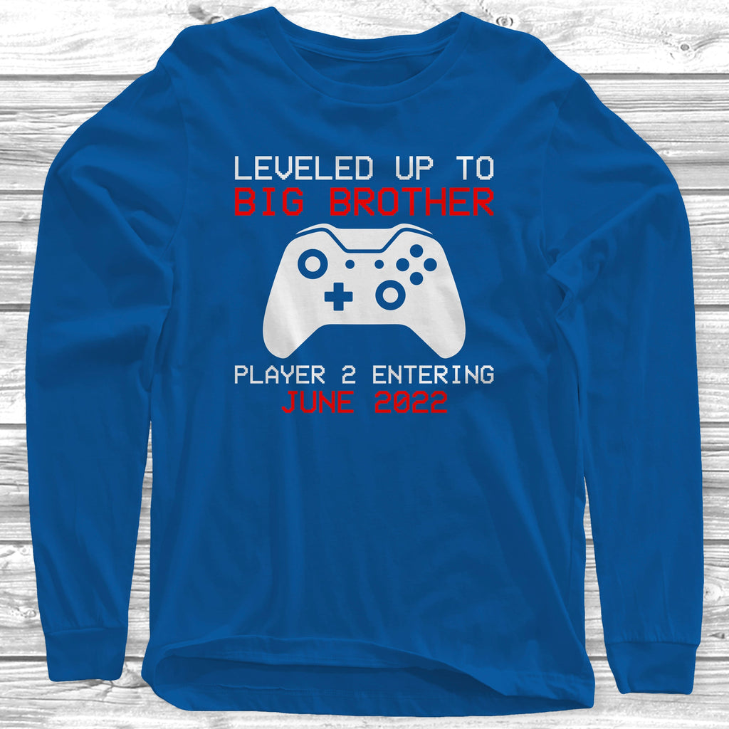 Get trendy with Leveled Up To Big Brother Long Sleeve T-Shirt -  available at DizzyKitten. Grab yours for £10.95 today!