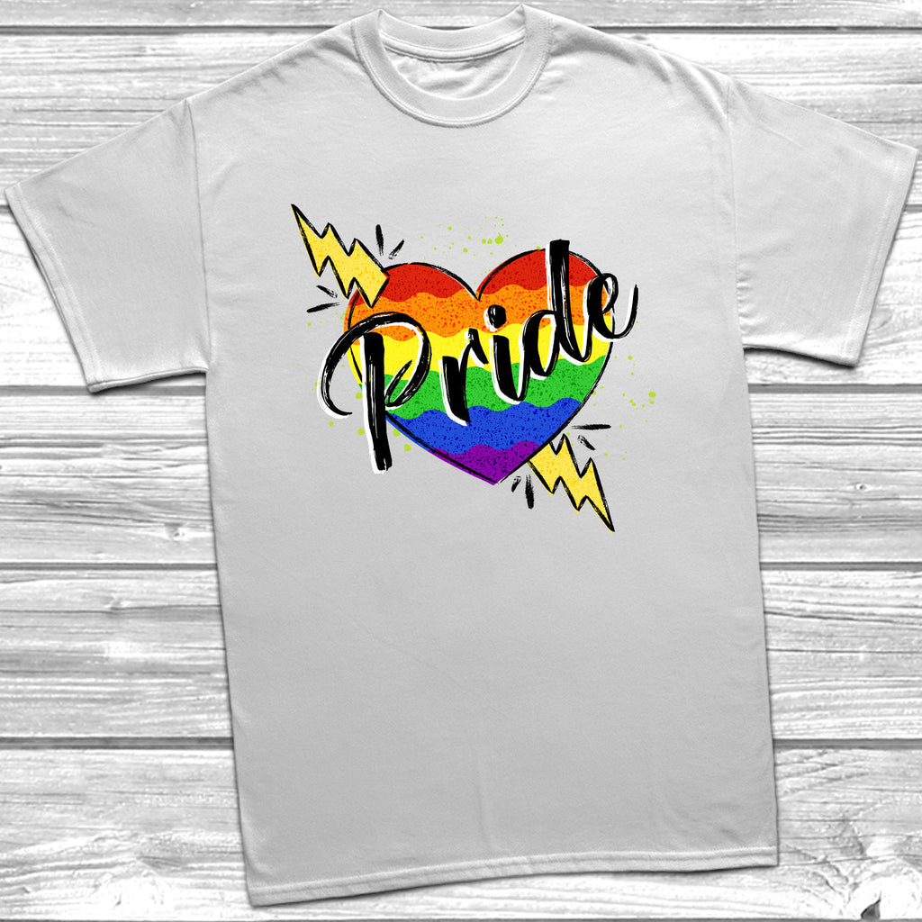 Get trendy with Lightning Bolt Pride Heart T-Shirt - T-Shirt available at DizzyKitten. Grab yours for £11.95 today!