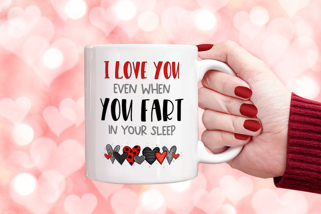 Get trendy with Love You Even When You Fart In Sleep Mug - Mug available at DizzyKitten. Grab yours for £9.49 today!