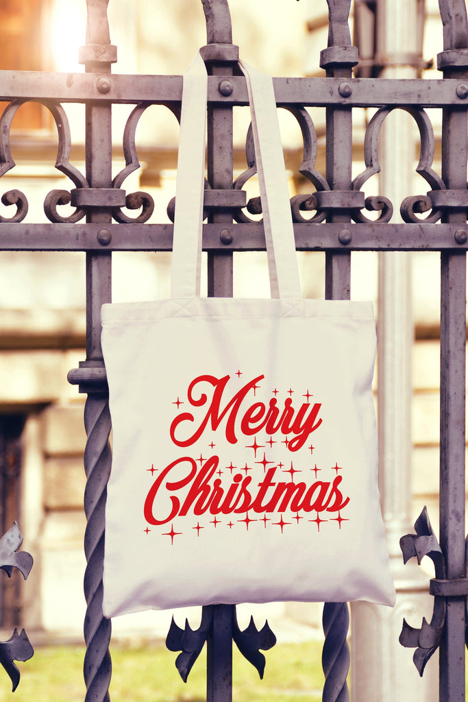 Get trendy with Merry Christmas Tote Bag - Tote Bag available at DizzyKitten. Grab yours for £7.49 today!