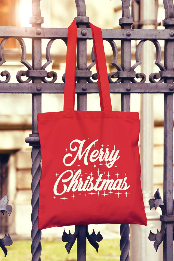 Get trendy with Merry Christmas Tote Bag - Tote Bag available at DizzyKitten. Grab yours for £6.99 today!