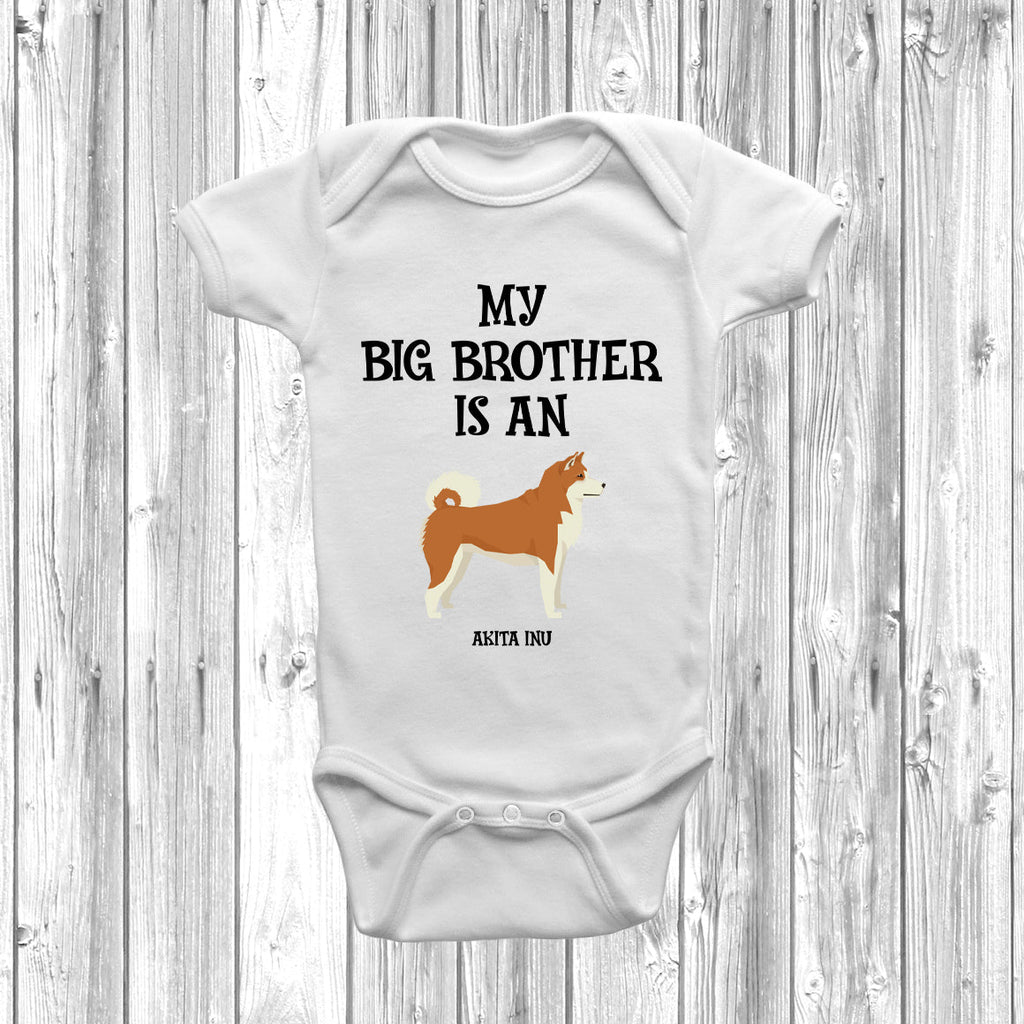 Get trendy with My Big Brother Is An Akita Inu Baby Grow -  available at DizzyKitten. Grab yours for £8.95 today!