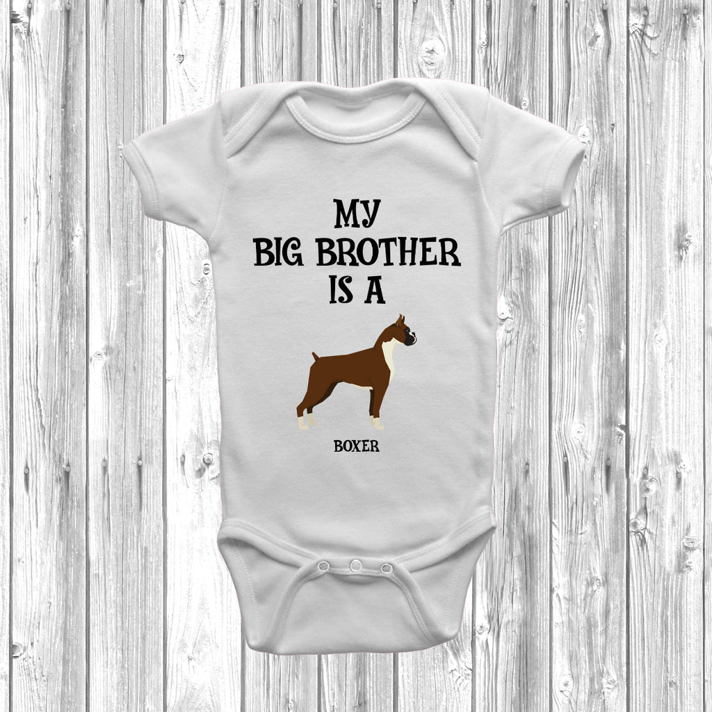 Get trendy with My Big Brother Is A Boxer Baby Grow -  available at DizzyKitten. Grab yours for £8.95 today!