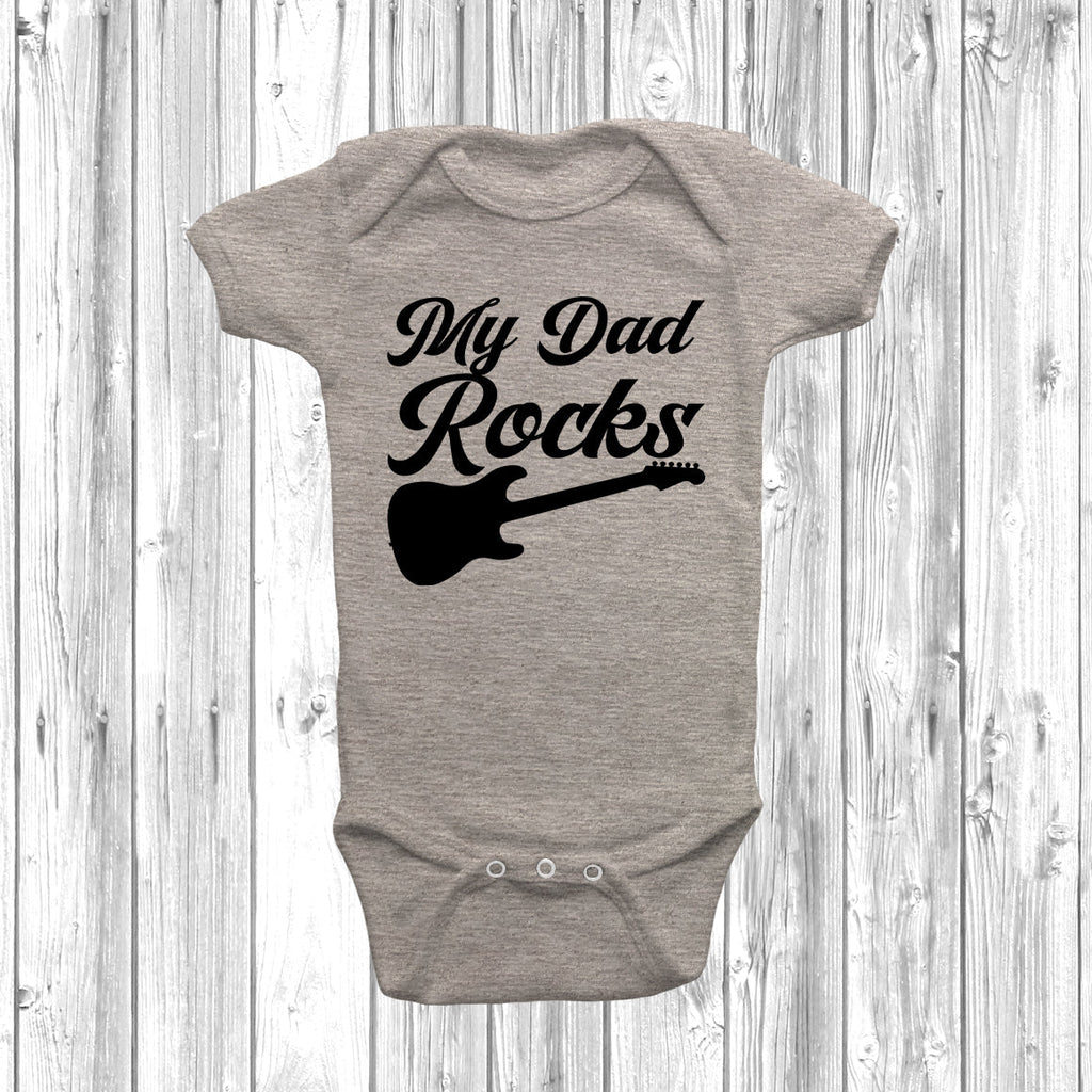Get trendy with My Dad Rocks Baby Grow - Baby Grow available at DizzyKitten. Grab yours for £8.49 today!