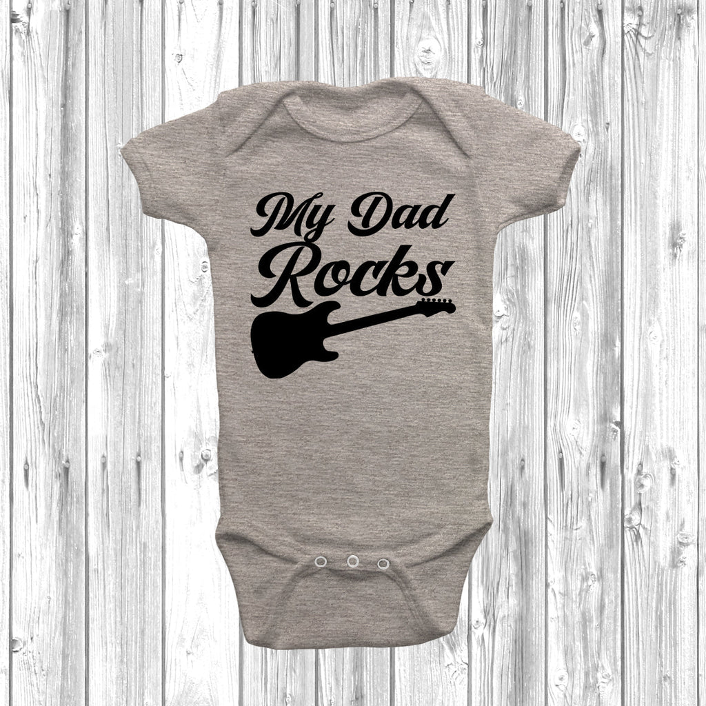Get trendy with My Dad Rocks Baby Grow - Baby Grow available at DizzyKitten. Grab yours for £8.99 today!