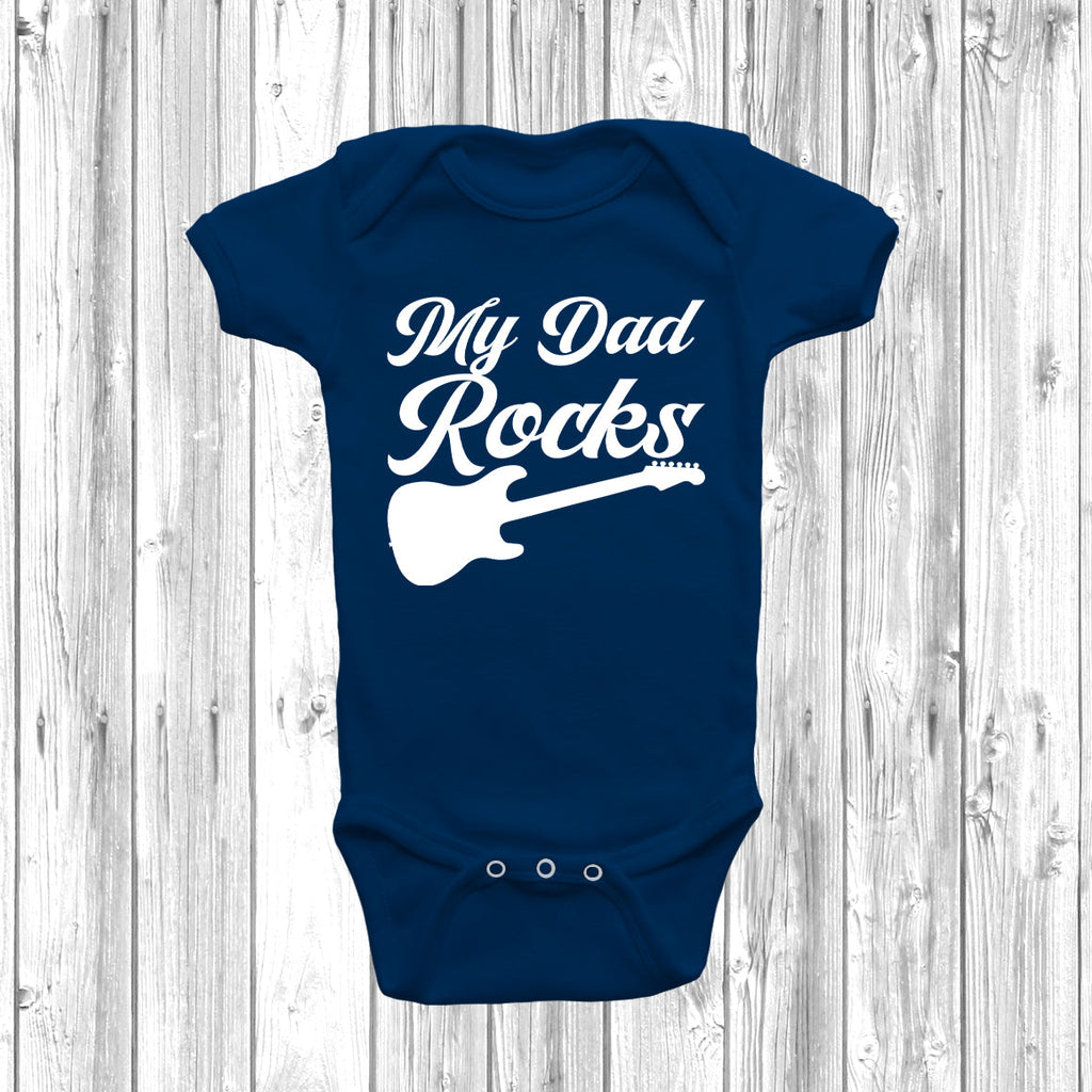 Get trendy with My Dad Rocks Baby Grow - Baby Grow available at DizzyKitten. Grab yours for £8.99 today!