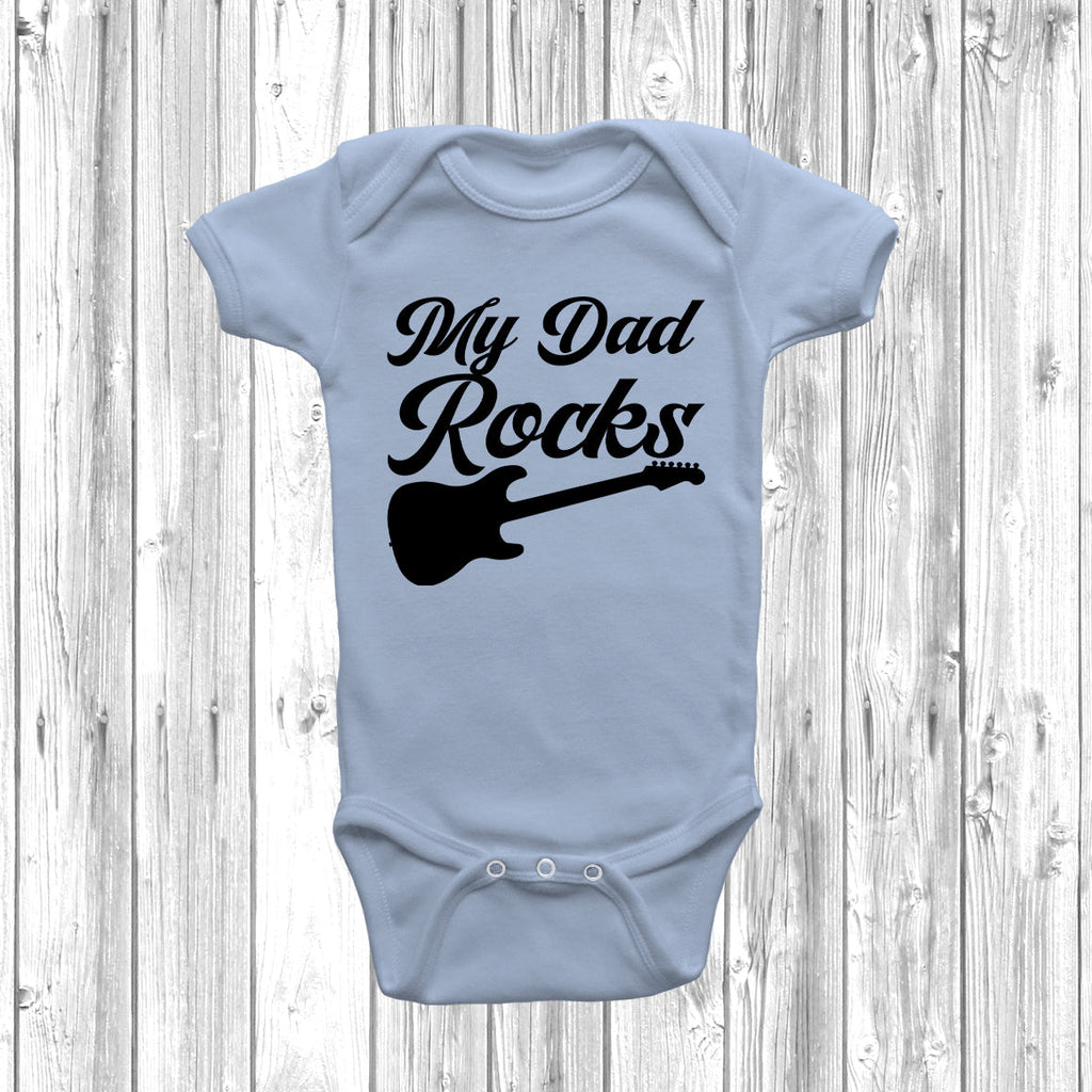 Get trendy with My Dad Rocks Baby Grow - Baby Grow available at DizzyKitten. Grab yours for £8.99 today!