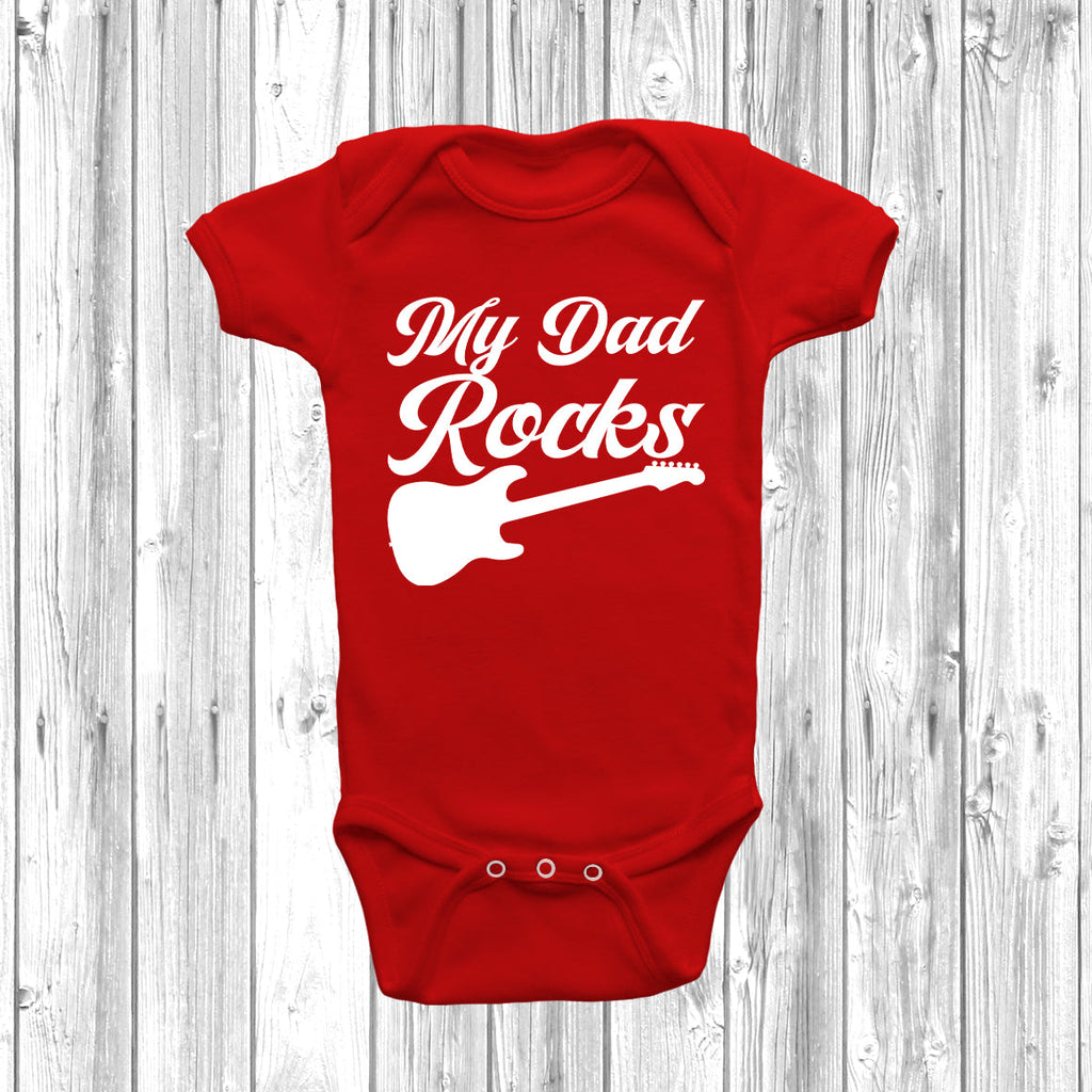 Get trendy with My Dad Rocks Baby Grow - Baby Grow available at DizzyKitten. Grab yours for £8.99 today!