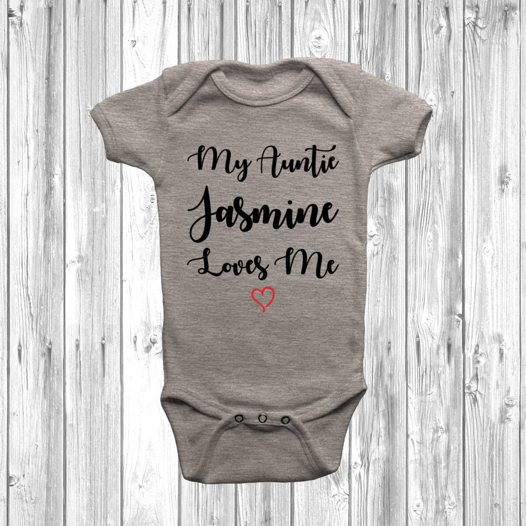 Get trendy with Personalised My Auntie Loves Me Baby Grow - Baby Grow available at DizzyKitten. Grab yours for £7.95 today!