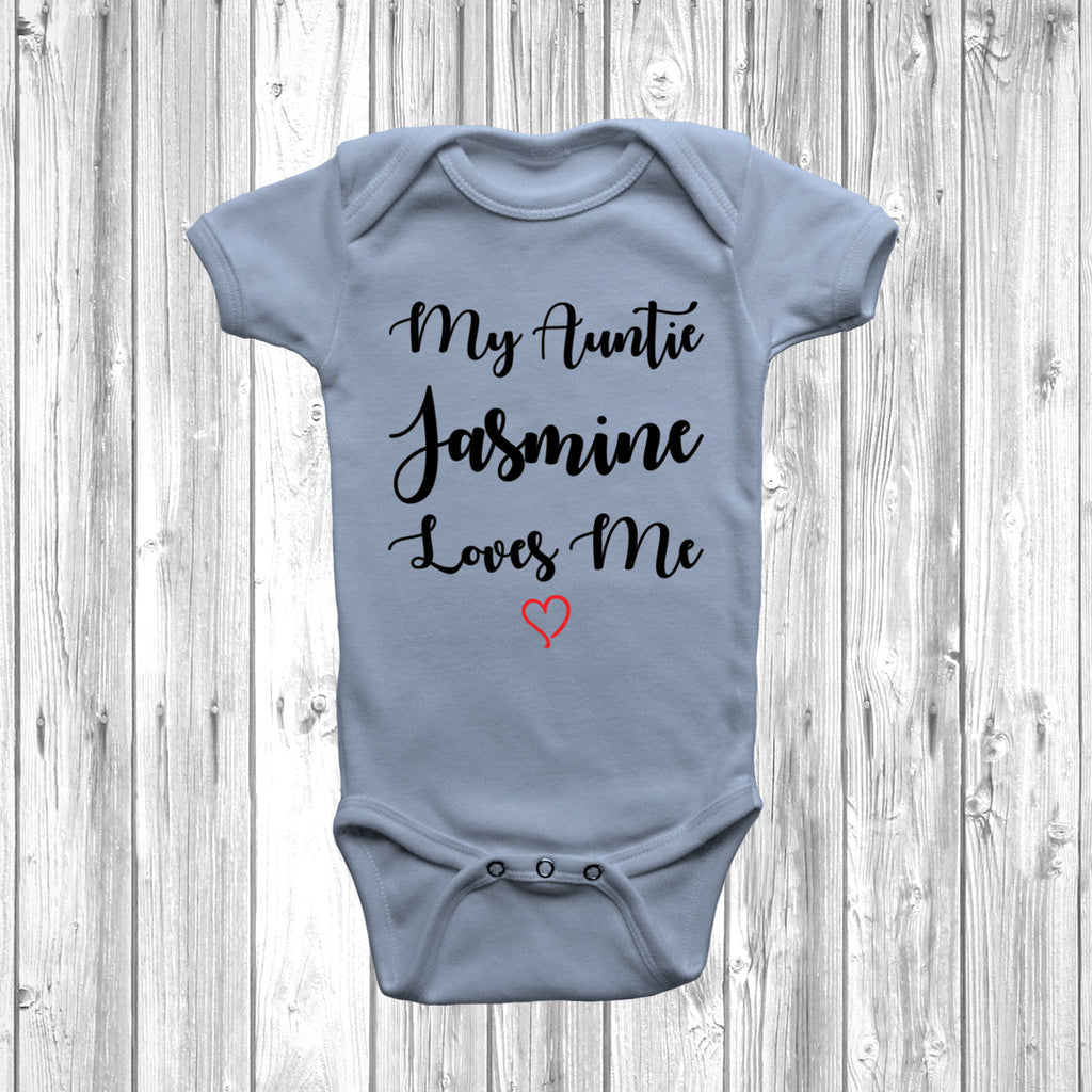 Get trendy with Personalised My Auntie Loves Me Baby Grow - Baby Grow available at DizzyKitten. Grab yours for £7.95 today!