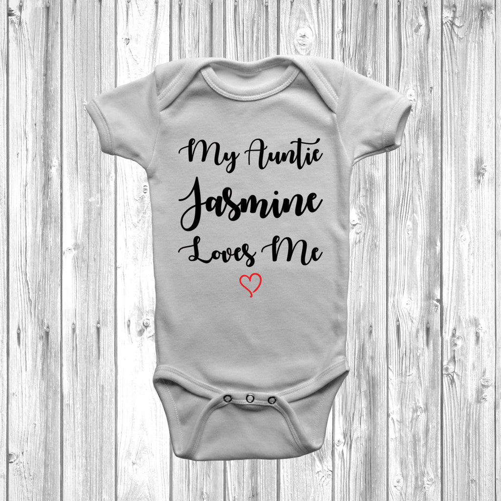Get trendy with Personalised My Auntie Loves Me Baby Grow - Baby Grow available at DizzyKitten. Grab yours for £7.95 today!