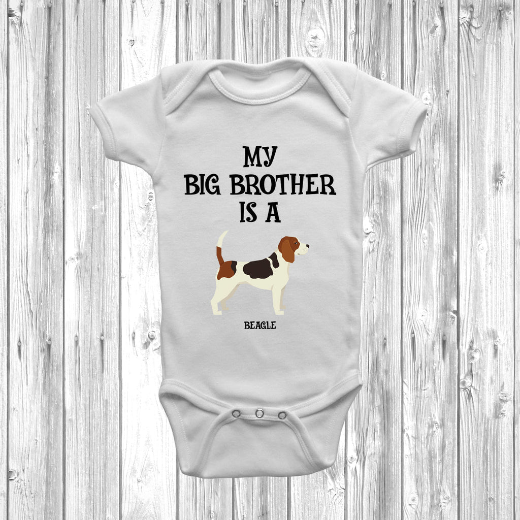 Get trendy with My Big Brother Is A Beagle Baby Grow -  available at DizzyKitten. Grab yours for £8.95 today!