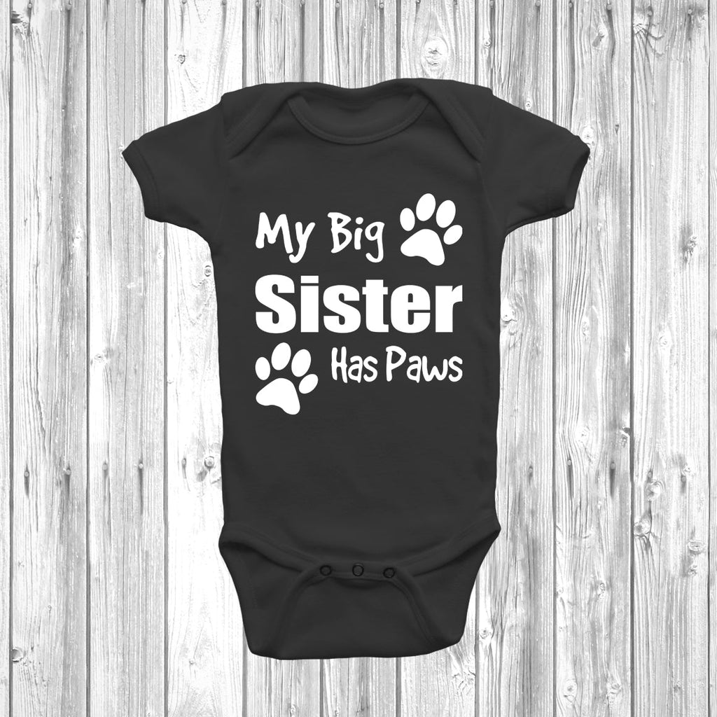 Get trendy with My Big Sister Has Paws Baby Grow -  available at DizzyKitten. Grab yours for £7.95 today!