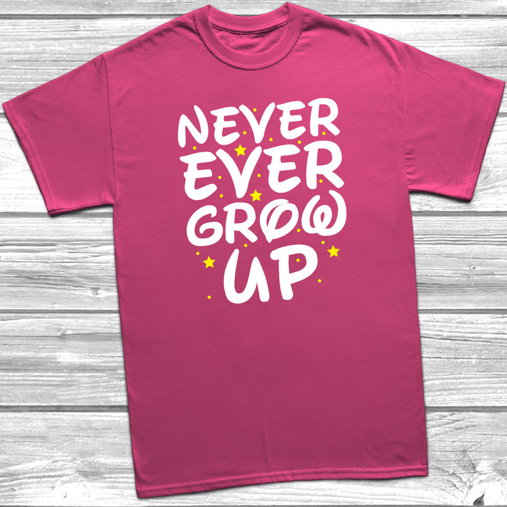 Get trendy with Never Ever Grow Up T-Shirt - T-Shirt available at DizzyKitten. Grab yours for £10.49 today!