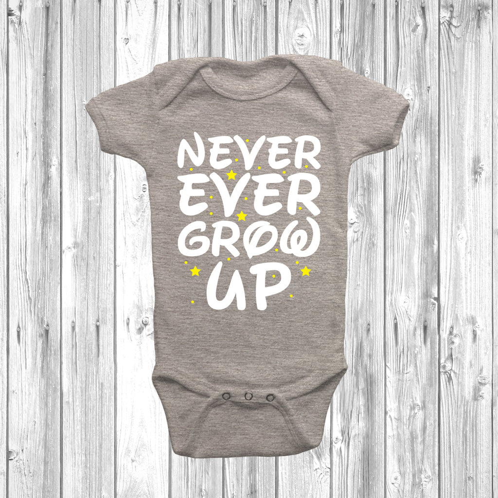 Get trendy with Never Ever Grow Up Baby Grow - Baby Grow available at DizzyKitten. Grab yours for £9.45 today!