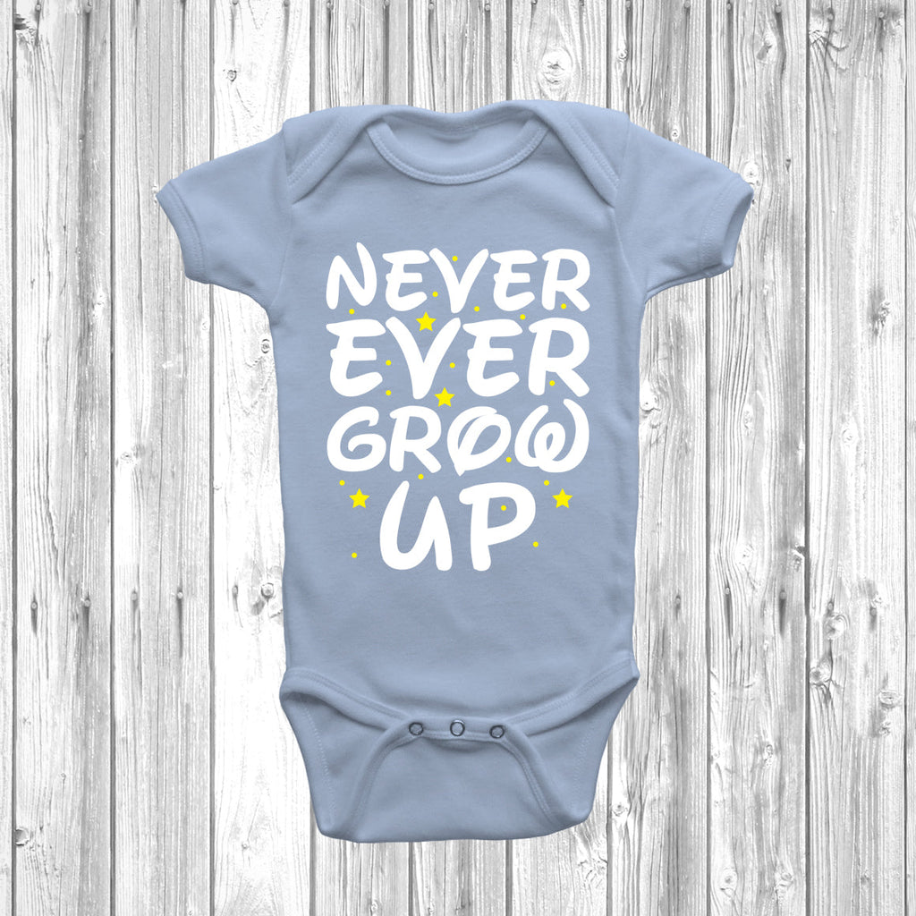 Get trendy with Never Ever Grow Up Baby Grow - Baby Grow available at DizzyKitten. Grab yours for £9.45 today!