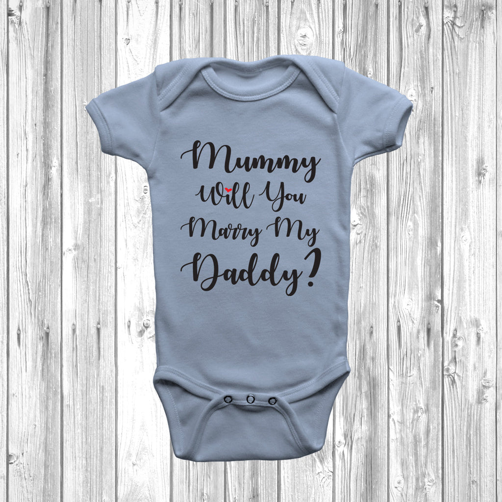 Get trendy with New - Mummy Will You Marry My Daddy Baby Grow - Baby Grow available at DizzyKitten. Grab yours for £9.45 today!