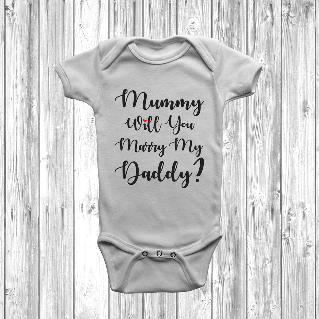 Get trendy with New - Mummy Will You Marry My Daddy Baby Grow - Baby Grow available at DizzyKitten. Grab yours for £8.95 today!