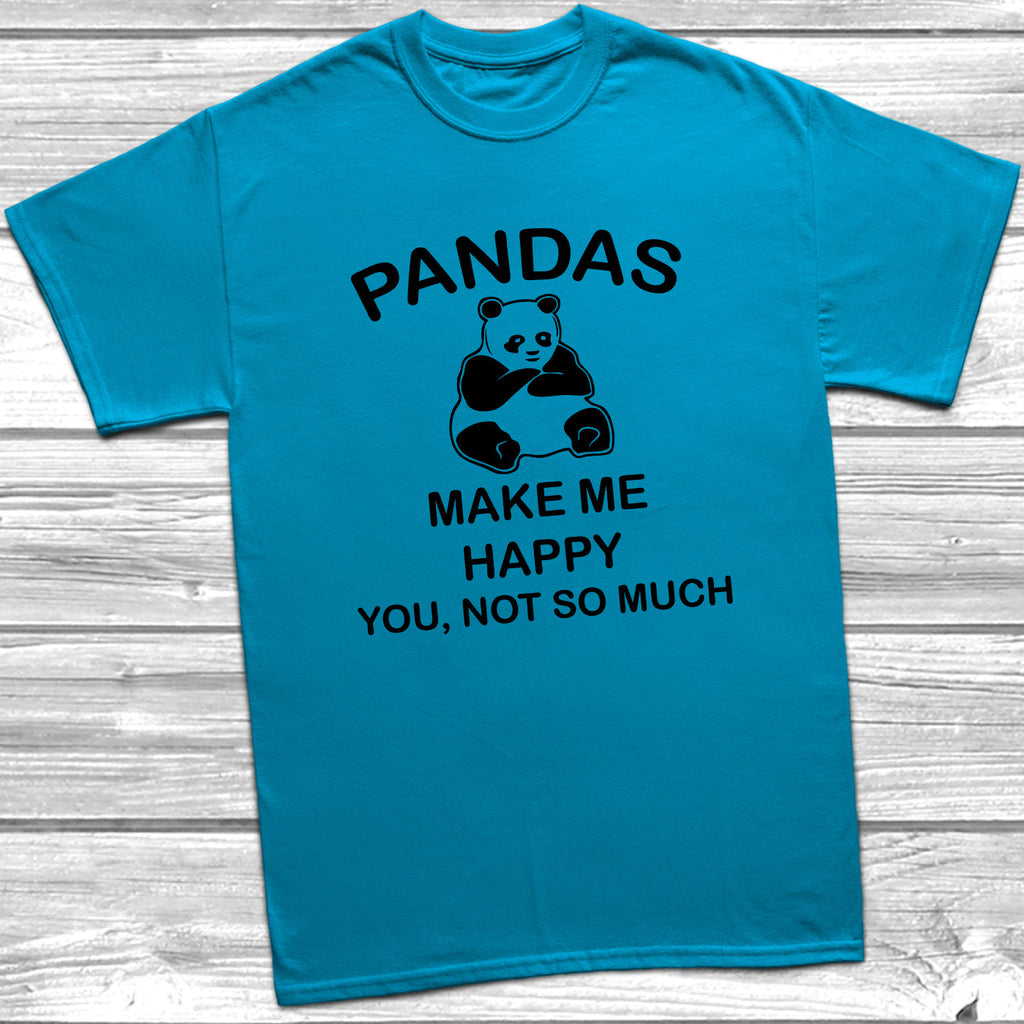 Get trendy with Pandas Make Me Happy T-Shirt - T-Shirt available at DizzyKitten. Grab yours for £8.99 today!