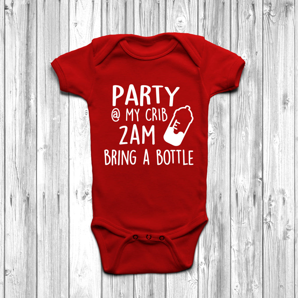 Get trendy with Party At My Crib 2am Bring A Bottle Baby Grow - Baby Grow available at DizzyKitten. Grab yours for £8.45 today!