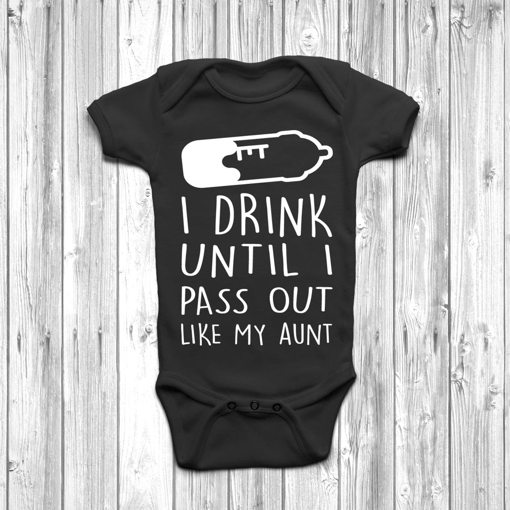 Get trendy with I Drink Until I Pass Out Like My Aunt Baby Grow - Baby Grow available at DizzyKitten. Grab yours for £8.45 today!