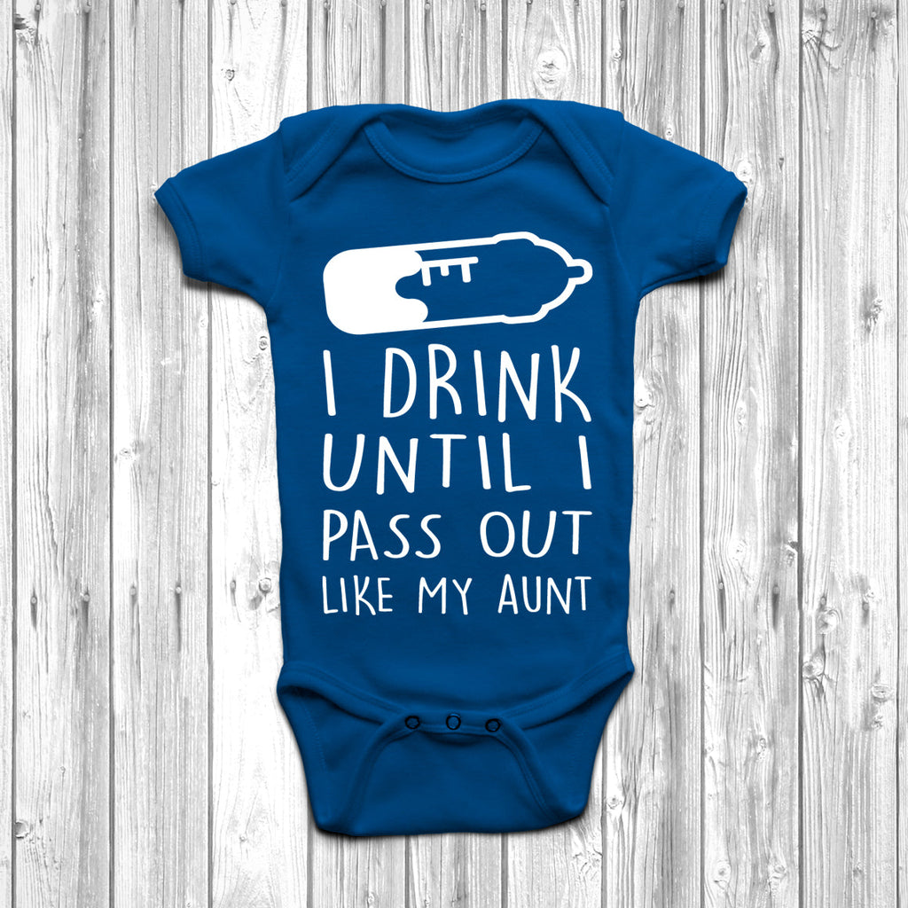 Get trendy with I Drink Until I Pass Out Like My Aunt Baby Grow - Baby Grow available at DizzyKitten. Grab yours for £8.45 today!