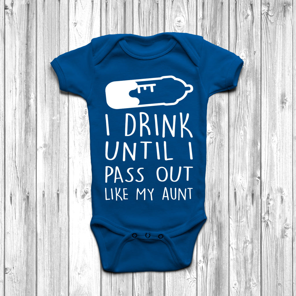 Get trendy with I Drink Until I Pass Out Like My Aunt Baby Grow - Baby Grow available at DizzyKitten. Grab yours for £7.95 today!