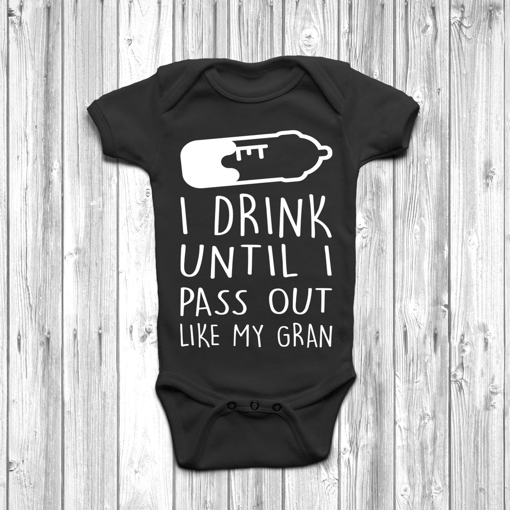 Get trendy with I Drink Until I Pass Out Like My Gran Baby Grow - Baby Grow available at DizzyKitten. Grab yours for £7.45 today!
