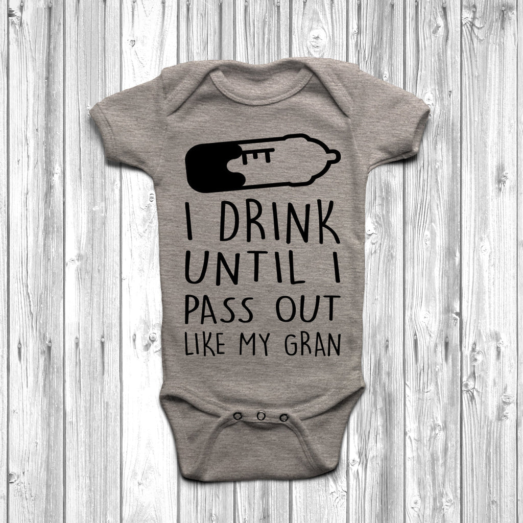 Get trendy with I Drink Until I Pass Out Like My Gran Baby Grow - Baby Grow available at DizzyKitten. Grab yours for £7.45 today!