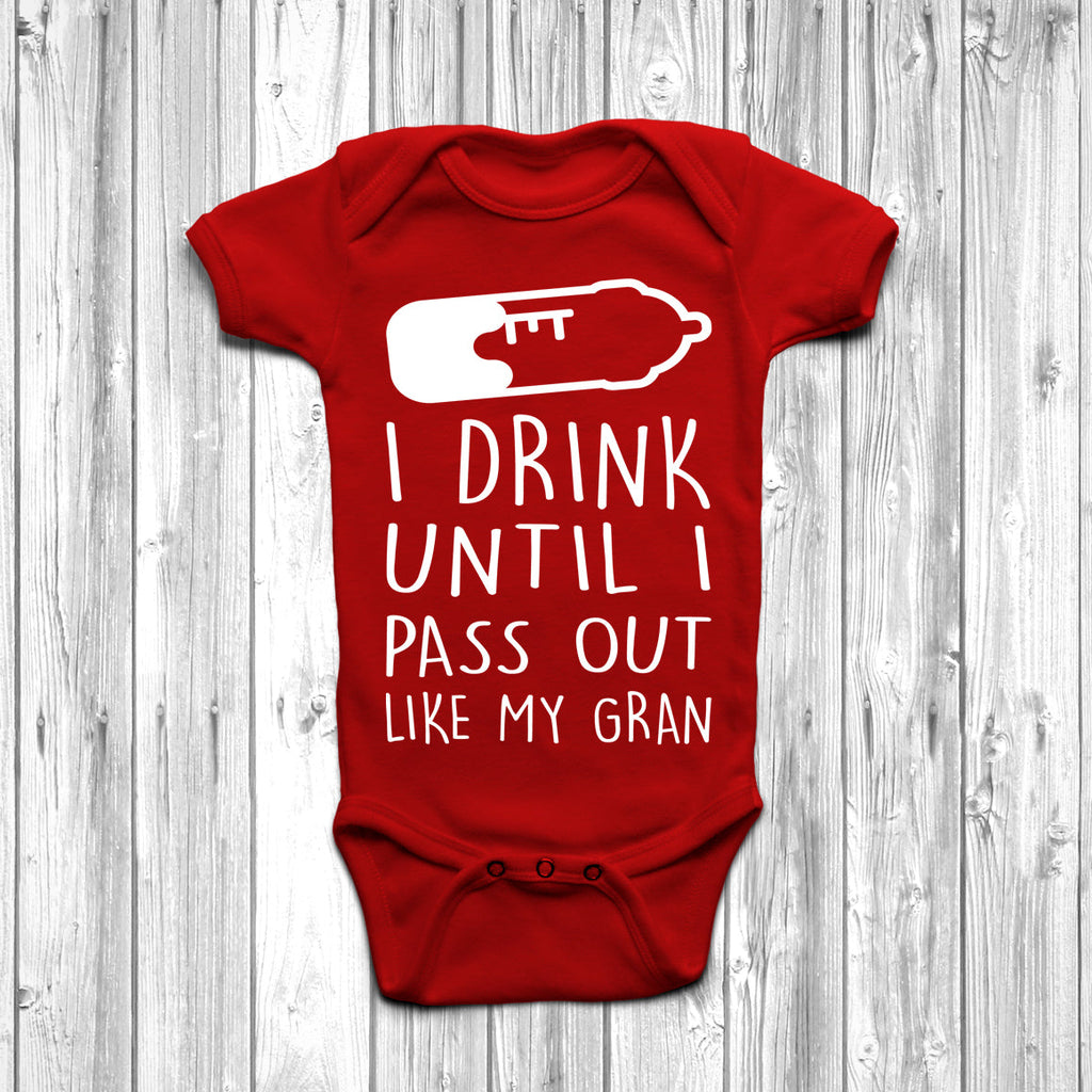 Get trendy with I Drink Until I Pass Out Like My Gran Baby Grow - Baby Grow available at DizzyKitten. Grab yours for £7.45 today!