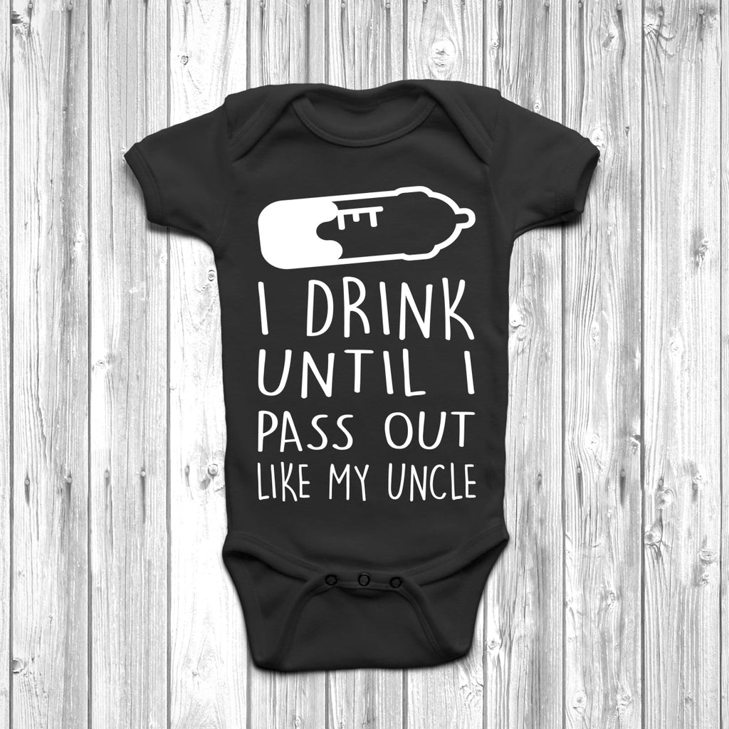 Get trendy with I Drink Until I Pass Out Like My Uncle Baby Grow - Baby Grow available at DizzyKitten. Grab yours for £6.95 today!