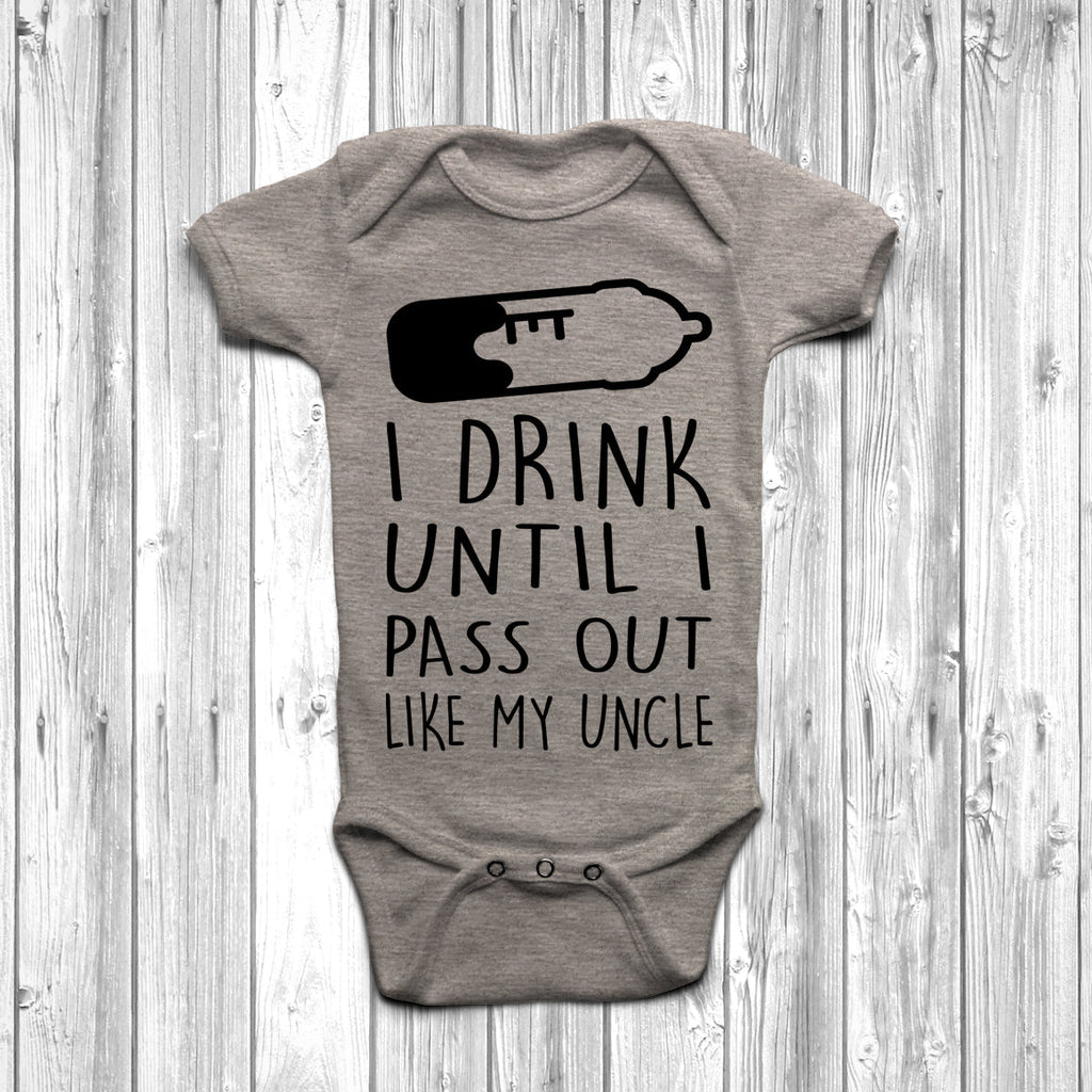 Get trendy with I Drink Until I Pass Out Like My Uncle Baby Grow - Baby Grow available at DizzyKitten. Grab yours for £7.45 today!