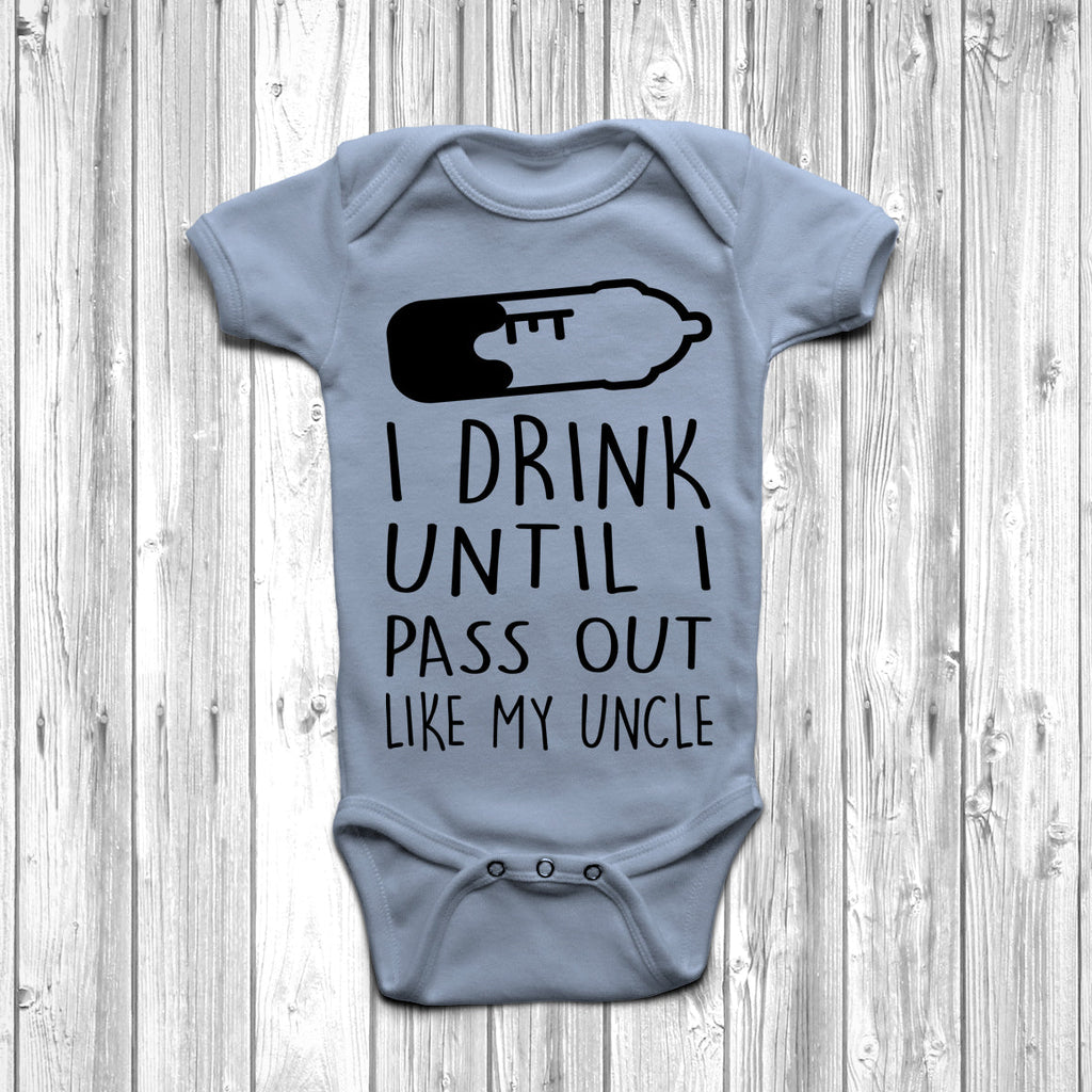Get trendy with I Drink Until I Pass Out Like My Uncle Baby Grow - Baby Grow available at DizzyKitten. Grab yours for £7.45 today!