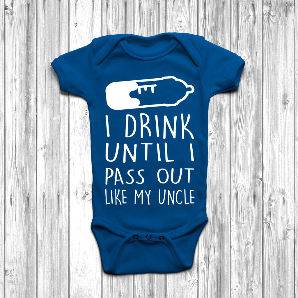 Get trendy with I Drink Until I Pass Out Like My Uncle Baby Grow - Baby Grow available at DizzyKitten. Grab yours for £7.45 today!