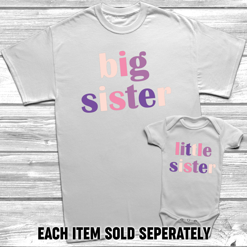 Get trendy with Big Sister Little Sister Pastels T-Shirt Baby Grow Set -  available at DizzyKitten. Grab yours for £8.49 today!