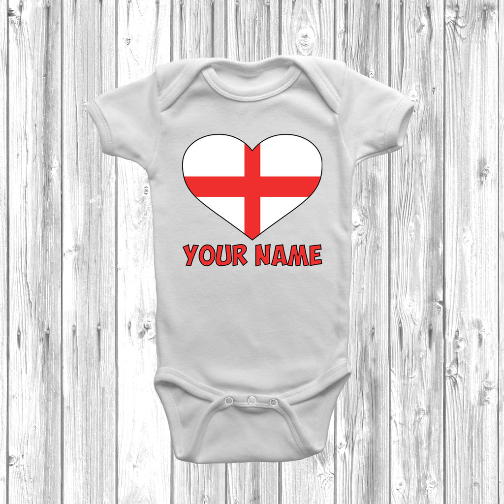 Get trendy with Personalised England Flag Baby Grow -  available at DizzyKitten. Grab yours for £8.49 today!