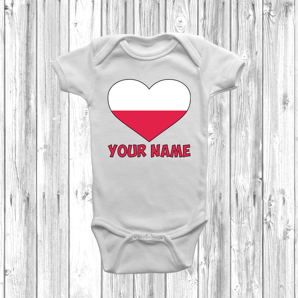 Get trendy with Personalised Poland Flag Baby Grow -  available at DizzyKitten. Grab yours for £8.49 today!