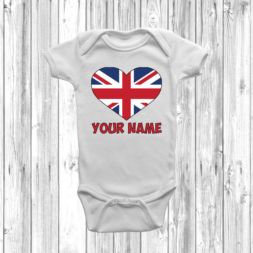 Get trendy with Personalised United Kingdom Flag Baby Grow -  available at DizzyKitten. Grab yours for £8.99 today!