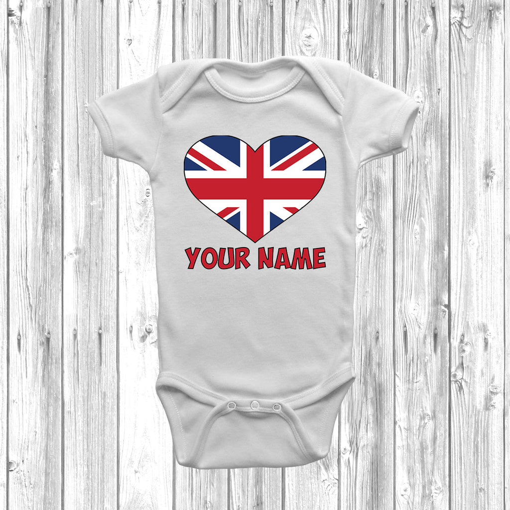 Get trendy with Personalised United Kingdom Flag Baby Grow -  available at DizzyKitten. Grab yours for £8.49 today!