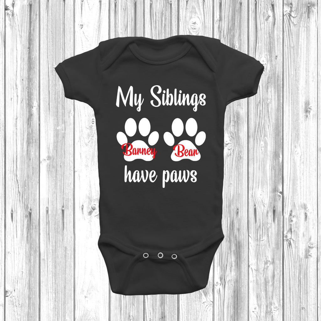 Get trendy with Personalised My Big Siblings Have Paws Baby Grow - Baby Grow available at DizzyKitten. Grab yours for £10.49 today!