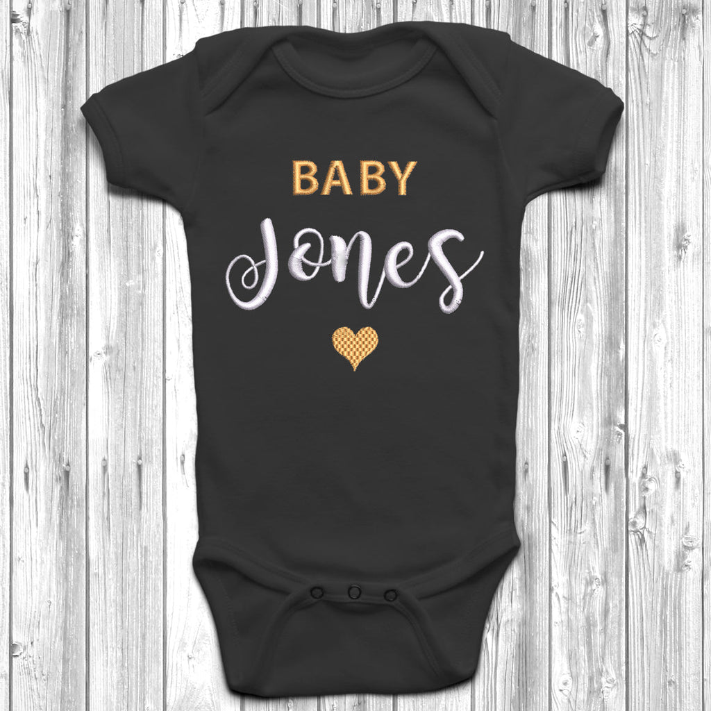 Get trendy with Personalised Surname Embroidered Baby Grow - Baby Grow available at DizzyKitten. Grab yours for £8.45 today!