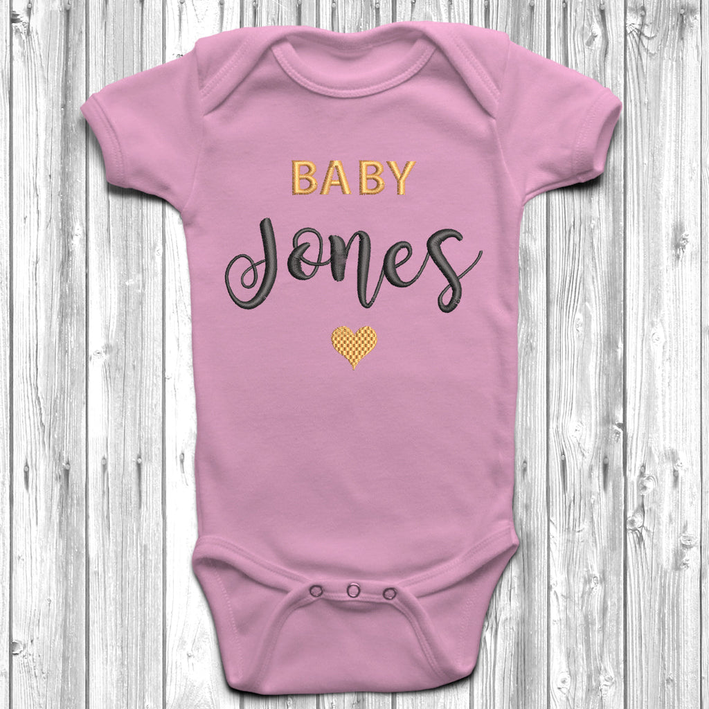 Get trendy with Personalised Surname Embroidered Baby Grow - Baby Grow available at DizzyKitten. Grab yours for £8.45 today!