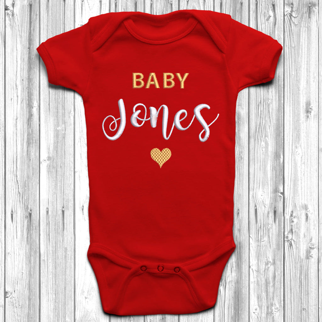 Get trendy with Personalised Surname Embroidered Baby Grow - Baby Grow available at DizzyKitten. Grab yours for £7.95 today!