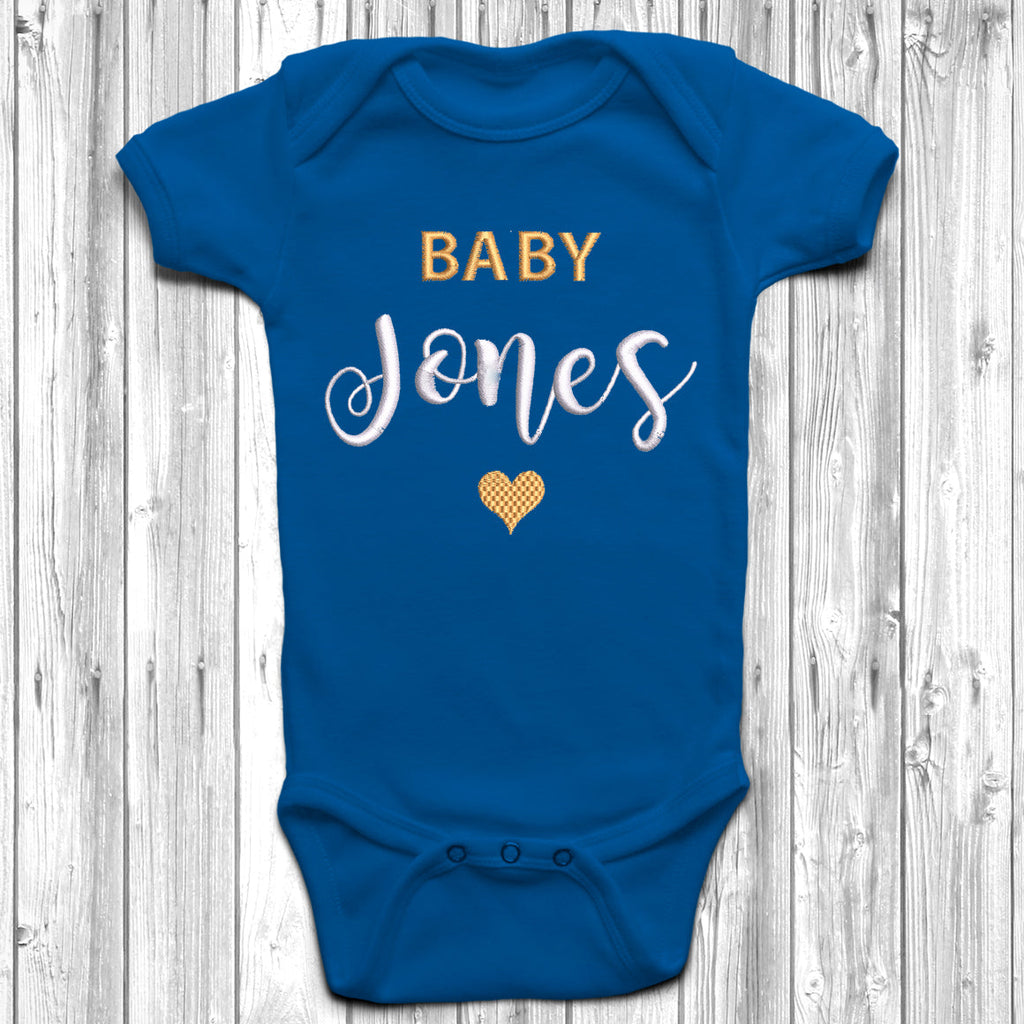 Get trendy with Personalised Surname Embroidered Baby Grow - Baby Grow available at DizzyKitten. Grab yours for £7.95 today!