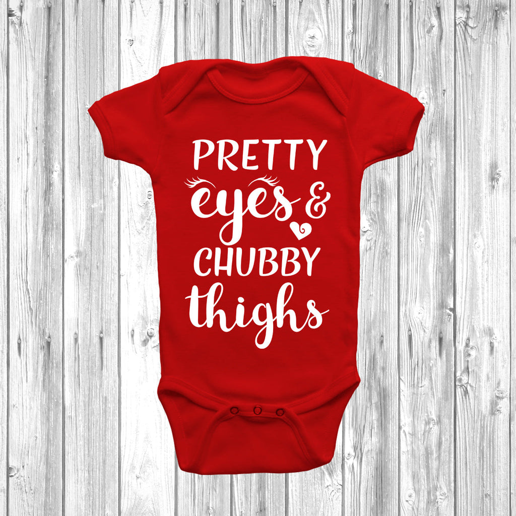 Get trendy with Pretty Eyes And Chubby Thighs Baby Grow - Baby Grow available at DizzyKitten. Grab yours for £8.45 today!
