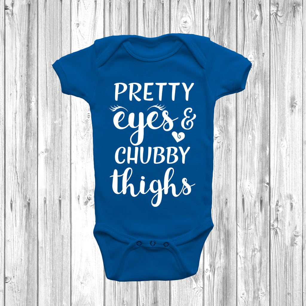 Get trendy with Pretty Eyes And Chubby Thighs Baby Grow - Baby Grow available at DizzyKitten. Grab yours for £8.45 today!