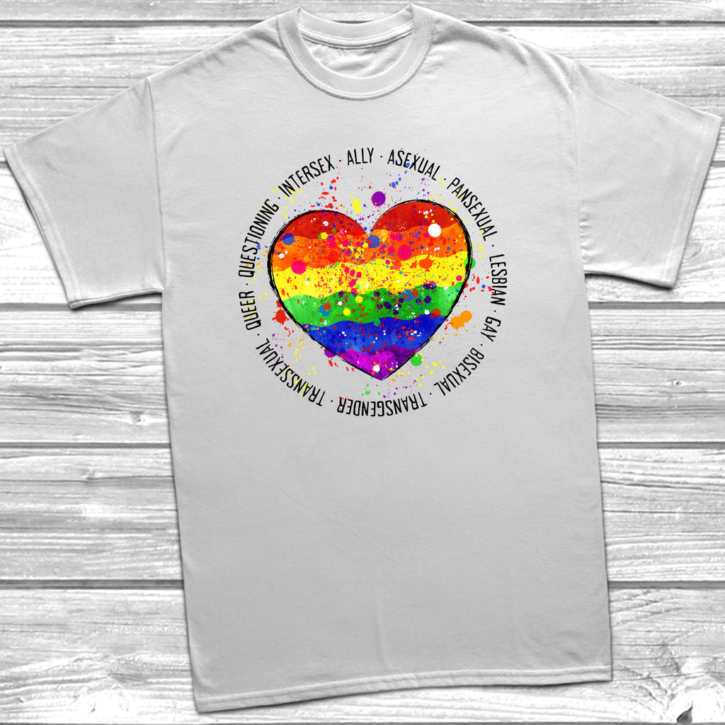 Get trendy with Pride Splash Heart T-Shirt - T-Shirt available at DizzyKitten. Grab yours for £11.95 today!