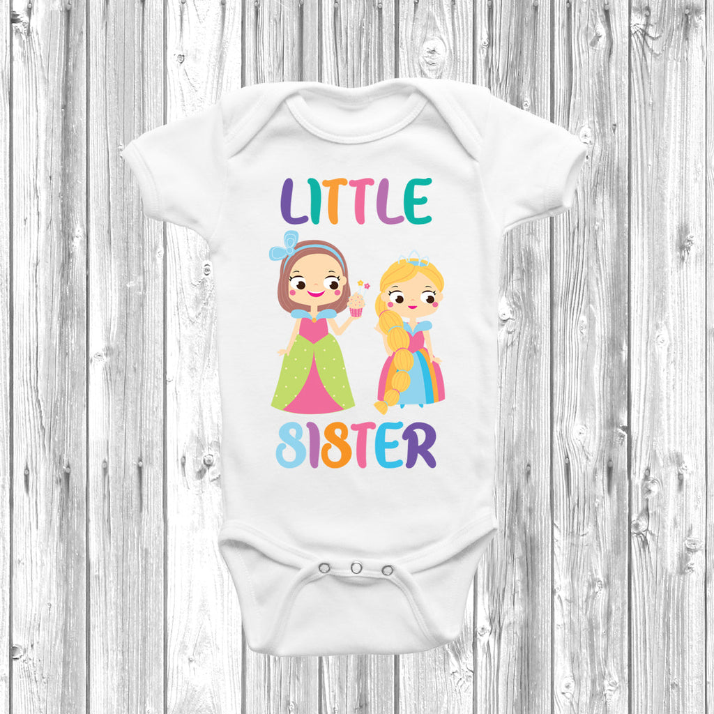 Get trendy with Princess Big Sister Little Sister T-Shirt Baby Grow Set -  available at DizzyKitten. Grab yours for £9.95 today!