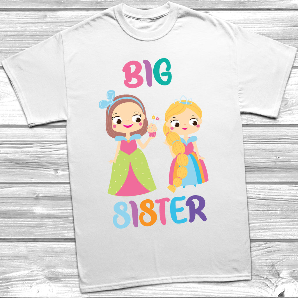 Get trendy with Princess Big Sister Little Sister T-Shirt Baby Grow Set -  available at DizzyKitten. Grab yours for £9.95 today!