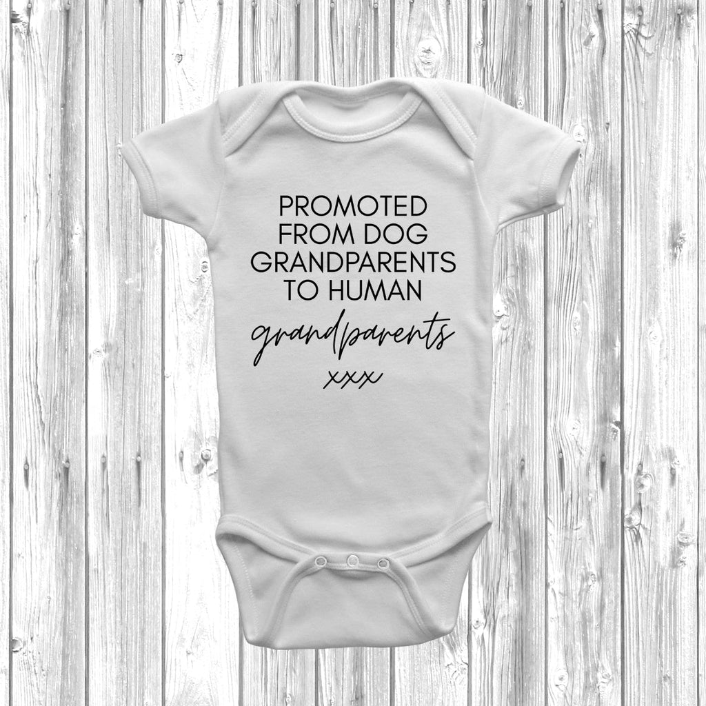 Get trendy with Promoted From Dog Grandparents Baby Grow - Baby Grow available at DizzyKitten. Grab yours for £8.45 today!